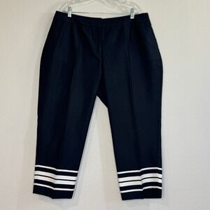 TALBOTS Curvy Cropped Pants 18W Navy w. White Stripes Nautical Sailor Vacation